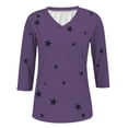 thumbnail image 6 of Layering Tops for Women, Comdrip Women's Fashion Casual Print Three Quarter Sleeve Top T Shirt Womens Quarter Sleeve Tops Purple XL, 6 of 9