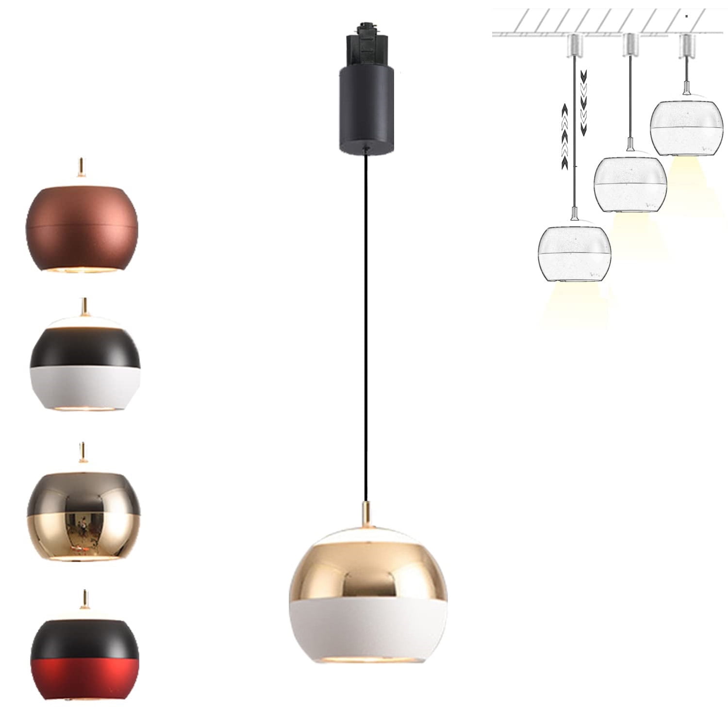 FSLiving H Type Track Pendant Light Creative Lifting Pendant Light