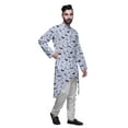 thumbnail image 2 of Atasi Cotton Slub Printed Fashion For Men Asymmetric Button Down Kurta For Men, 2 of 5