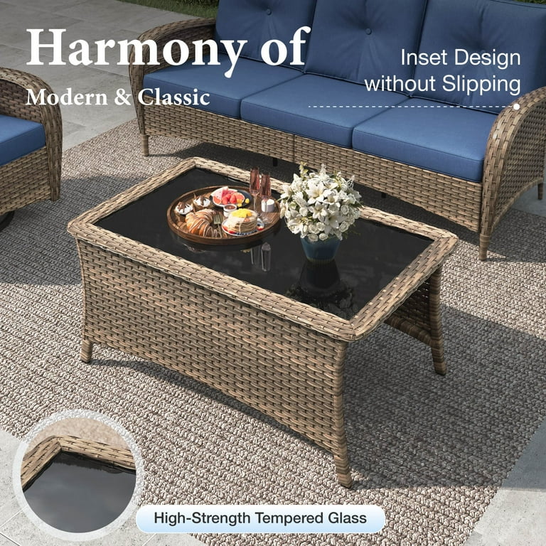 Summit Living 7-Seat Wicker Outdoor Patio Furniture Set with 2