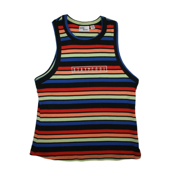 Public Library Stay Cool Junior Women's Slim Fit Crop Tank Top (Large)