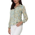 thumbnail image 5 of INSPIRE CHIC Women's Elegant Floral Point Collar Long Sleeve Button Down Shirts, 5 of 6