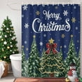 thumbnail image 4 of Merry Christmas Shower Curtains for Bathroom, Fantasy Xmas Trees Stars Winter Snowflakes Navy Blue Waterproof Fabric Shower Curtain for Bathroom Bathtub Decoration, Machine Washable, 54x"78", 4 of 9