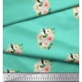 thumbnail image 2 of Soimoi Green Japan Crepe Satin Fabric Leaves & Begonia Floral Decor Fabric Printed Yard 42 Inch Wide, 2 of 3