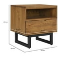thumbnail image 5 of BenJara Ryan 26 Inch Nightstand with 1 Drawer, Cubby, Brown Oak Wood, Black Metal, 5 of 6