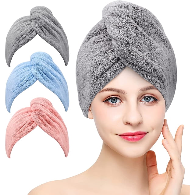 Paquete de 3 toallas de secado de microfibra NQ superabsorbentes gris rosa azul 70*25 cm