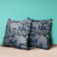thumbnail image 4 of Amrita Sen Two Elephants Throw Pillow with Removable Cover in Gray Blue Brown 18x18, 4 of 5