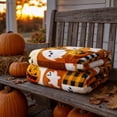 thumbnail image 4 of Clearance! Halloween Throw Blanket, 39x27 Inch Flannel Fleece Blanket for Couch, Cute Pumpkin Ghost Buffalo Plaid Bedding, Orange, 4 of 6