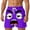 Purple, variant on Mens Casual Shorts Funny Cartoon Face Print Short Pants with Drawstring Comfortable Summer Board Shorts for Men Black L