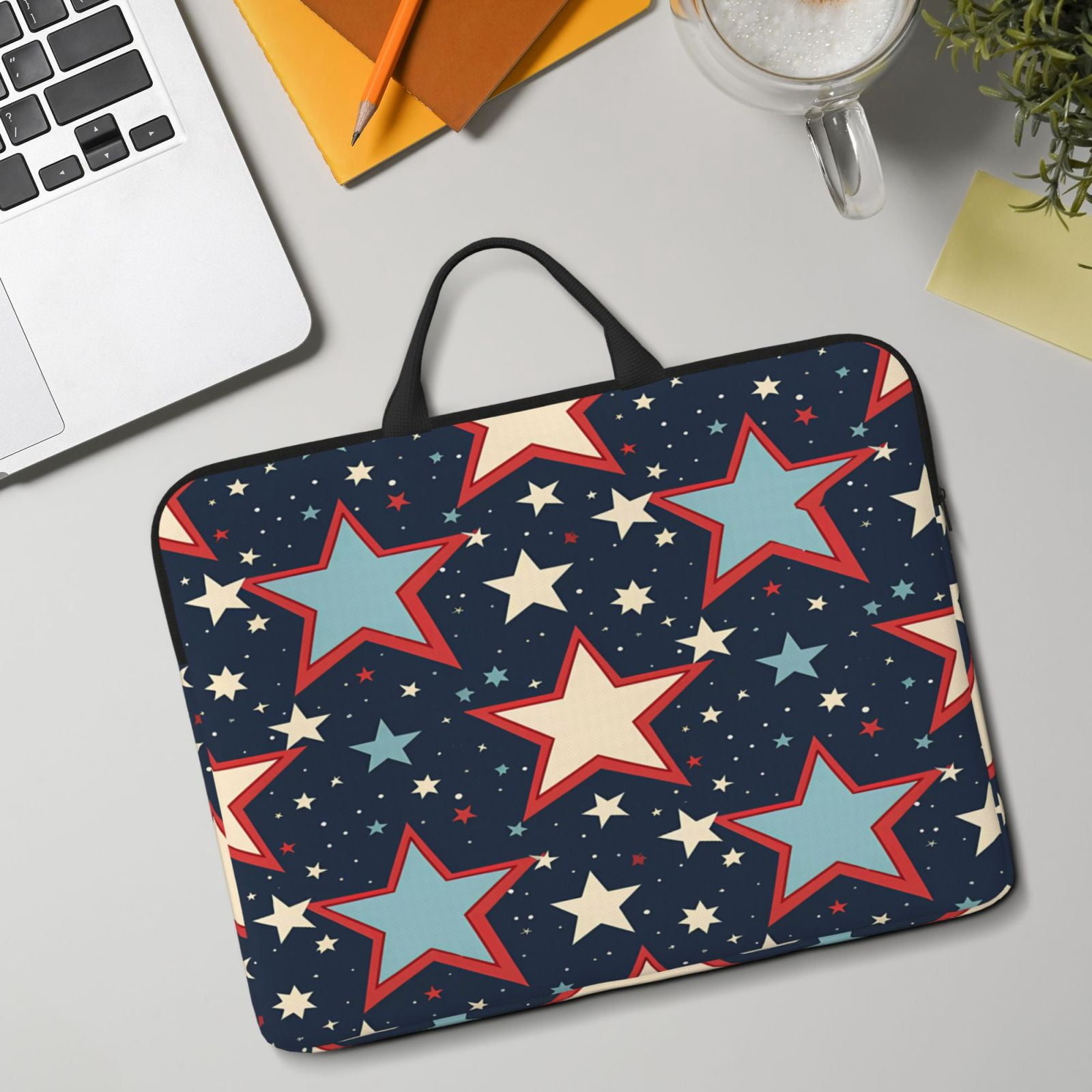 Laptop Sleeve Bag For Women Men 14inch Waterproof Durable Protective Computer Carrying Cover Handle Laptop Case Bag Independence Day Theme Elements Star (6)