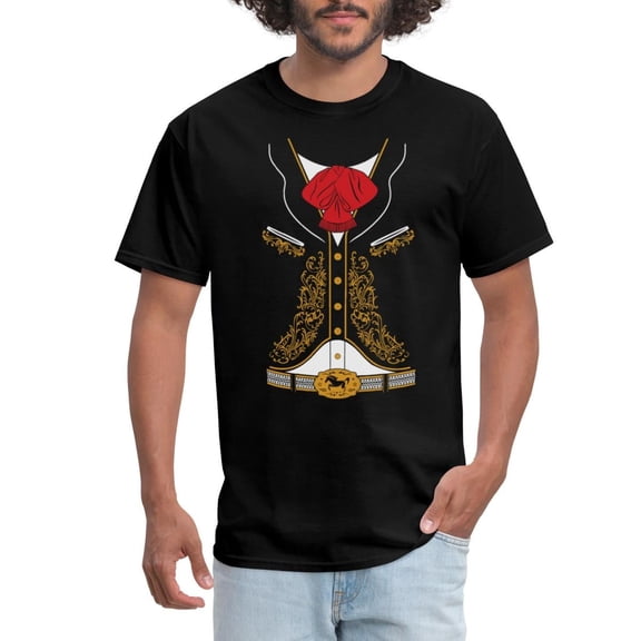 Men's Funny Mariachi Costume T-Shirt Mexican Charro Tuxedo Graphic Tee Retro Party Apparel