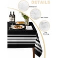 thumbnail image 2 of Black Striped Table Cloth, Farmhouse Black White Stripes Waterproof Tablecloth for Square Tables, Reusable Washable Fabric Table Cover for Restaurant Kitchen Dining Tables 60"x60", 2 of 6