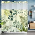 thumbnail image 6 of Spring Leaves No Hooks Shower Curtain with Snap-in Liner Watercolor Dark Green Leaf Plant Branch Shower Curtains for Bathroom, Waterproof, Easy Install, Washable 72"x72", 6 of 9