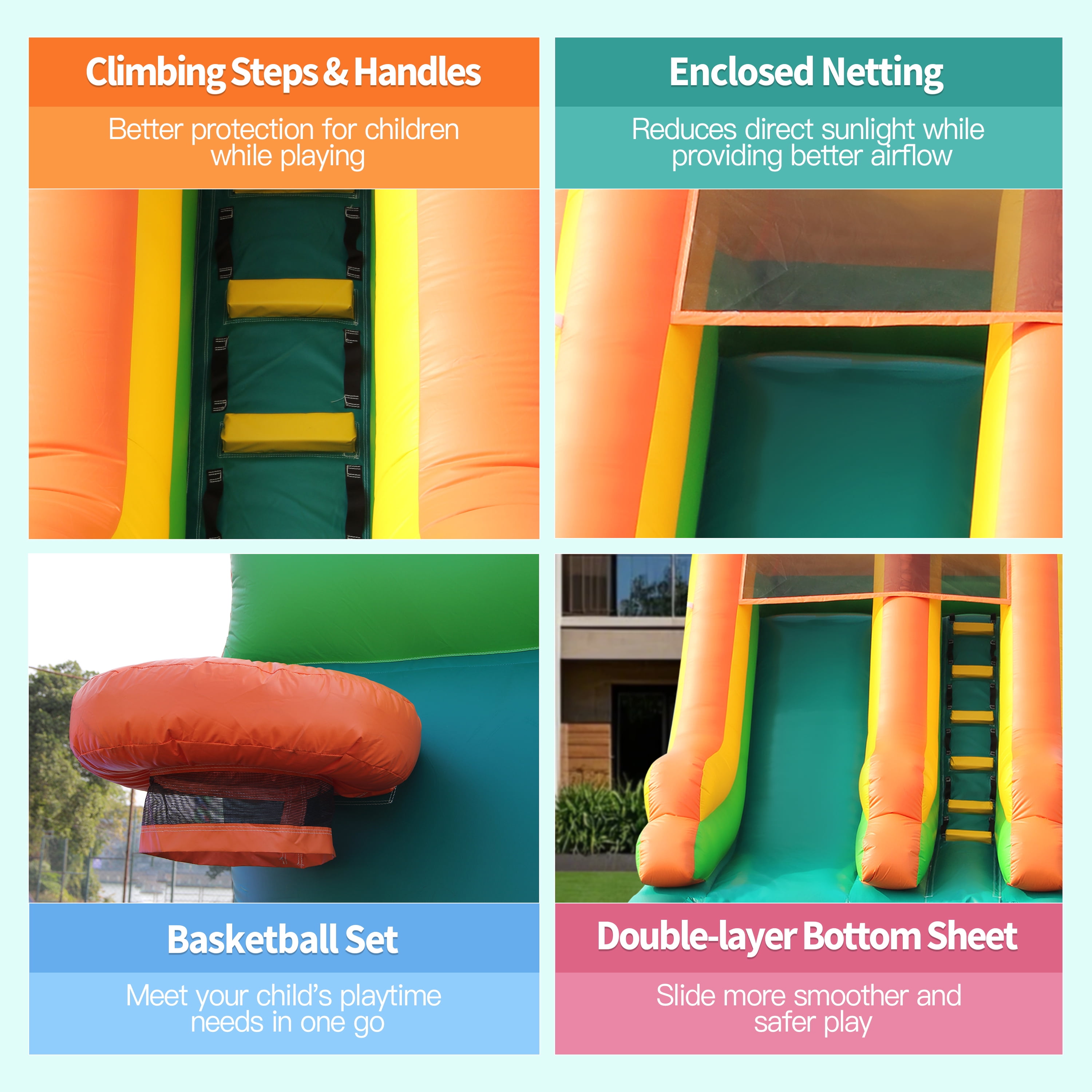 Chantmo 26ft Inflatable Water Slide for Adults 100% PVC Widen Slide Shallow Pool 950w Air Blower for Backyard Park Green