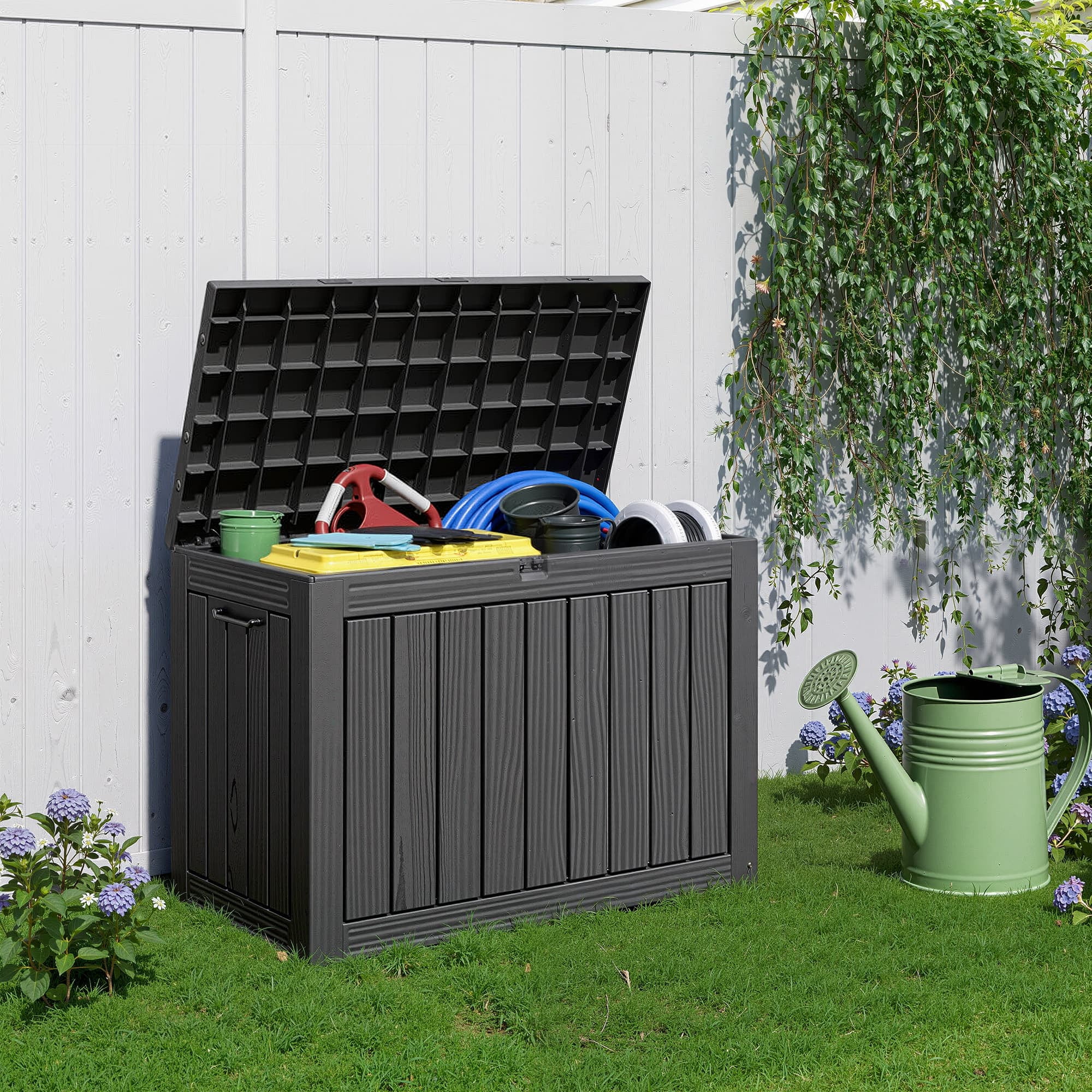 MAYEERTY 45 Gallon Outdoor Deck Box, Large Capacity Storage Box for Patio Furniture Cushions, Pillow Outdoor Indoor, Black