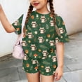 thumbnail image 2 of Girls' Clothing Sets Summer Outfits Size 7-8 Cute Funny Cartoon Animal Print Two Piece Outfits Lounge Set Casual Short Sleeve Tee Top and High Waist Shorts Clothing Sets Dark Green 2-3 Years, 2 of 8