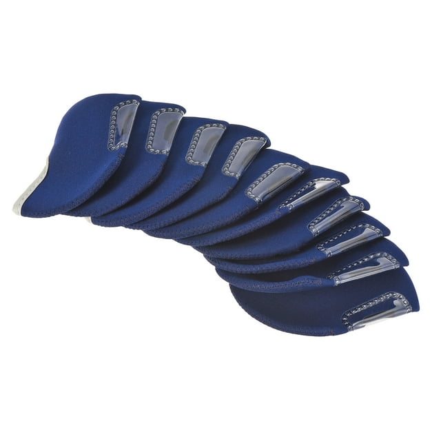 Unique Bargains Protection Sleeve Visible Window Golf Club Iron Head Covers Dark Blue 10 Pack
