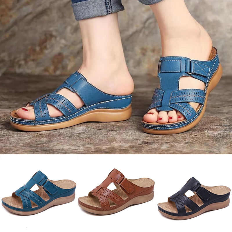 Carootu Ladies Orthopedic Shoes Open Toe Sandals Ladies Platform Slippers Summer Beach Rubber Soft Sole Other 37