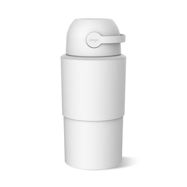 Pure Magic Diaper Pail, Heka Large, Patented Odor-Stop System, Collaspible, Use Any Garbage Bag, White