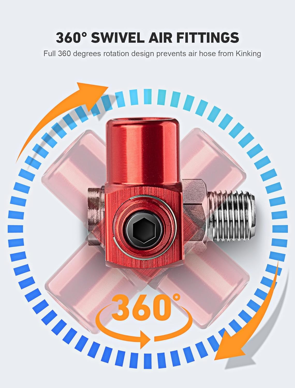 2-Packs 1/4" NPT 360 Degree Swivel Air Hose Fittings, No Leakage Air Hose Connector with 1/4 Inch MNPT Quick Connect, Swivel Air Fittings for Air Hose Air Compressor Attachments