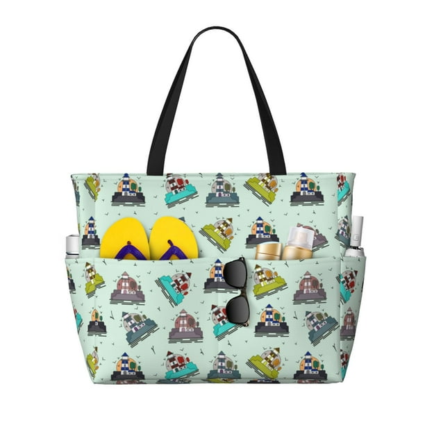 Easygdp Lighthouse Bolsa de Viaje de Playa de Gran Capacidad, Bolsa Tote Perfecta para la Playa, Escapadas de Fin de Semana y Viajes