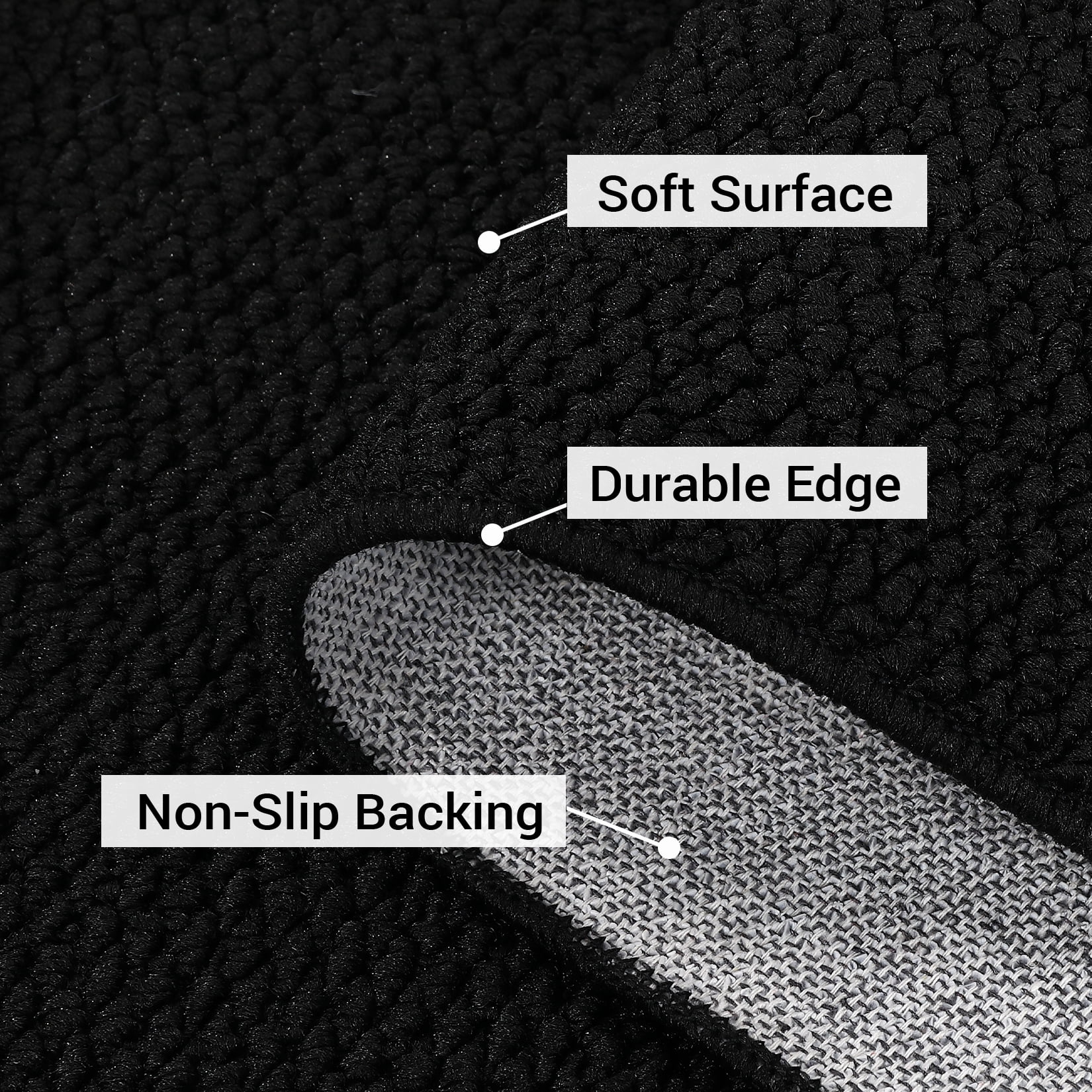 Garvee Modern Solid Area Rug, 5'x7' Washable Non Slip Backing Rug Low Pile Stain Resistant Indoor Floor Carpet for Living Room Bedroom, Black