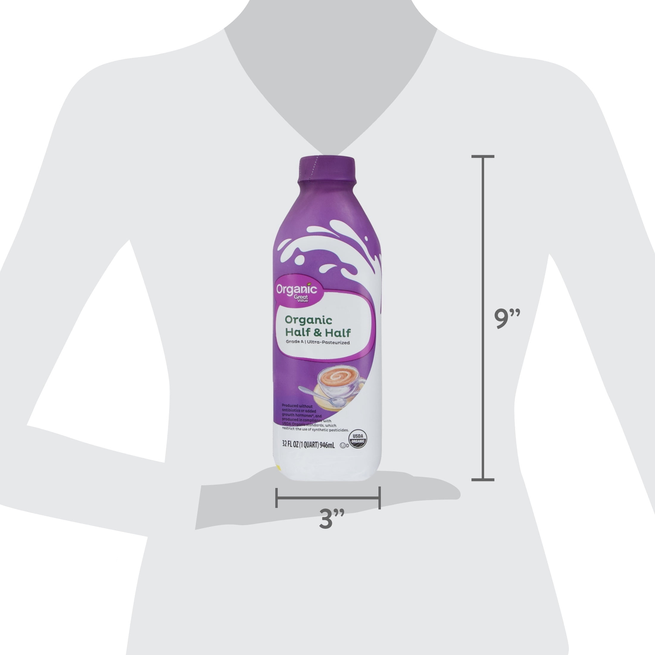 Great Value Organic Half and Half, 32 fl oz