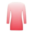 thumbnail image 6 of CYMMPU Women's Summer Fall Trendy Tunic Tops Casual Shirts Square Neck Basic Tees Business Work Blouses Gradient Color 3/4 Length Sleeve 2025 Clothes Red S, 6 of 7
