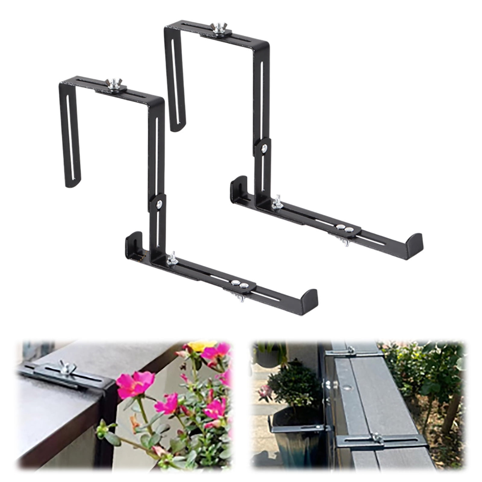 Adjustable Planter Box Brackets – Heavy Duty Flower Box Holder for Windowsills, Fences & Balconies, Rust-Resistant Metal Window Box Brackets for Outdoor Garden