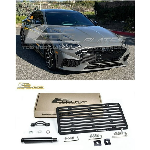 Replacement for 2020-Present Hyundai Sonata Models | EOS Plate Version 2 Full Sized Front Bumper Tow Hook License Relocator Mount Bracket Tow-599-V2