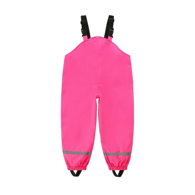 Rain Pants for Kids, Waterproof Polyester with Reflective Cuffs and Adjustable Straps, Flat Waist Design, Four-Season Use, for Outdoor Play and Puddle Jumping