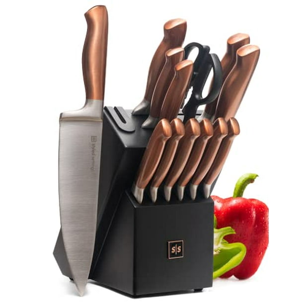 Styled Settings Copper Knife Set with Sharpening Block