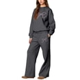 thumbnail image 5 of Bow Outfits Bow Sweatsuit Bow Matching Sweat Sets for Women Bow Sweatpants Set Sweat Suits for Womens 2 Piece Cute Pullover Sweatshirts Oversized Wide Leg Baggy Sweatpants With Pockets, Light Gray L, 5 of 5