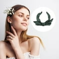 thumbnail image 7 of Unique Bargains 1 Pc Double Layered Bow Knot Headband Hairband for Women Green 2.6 Inch Wide, 7 of 7