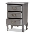thumbnail image 2 of Bowery Hill French Grey Finished Wood 3-Drawer Nightstand, 2 of 9