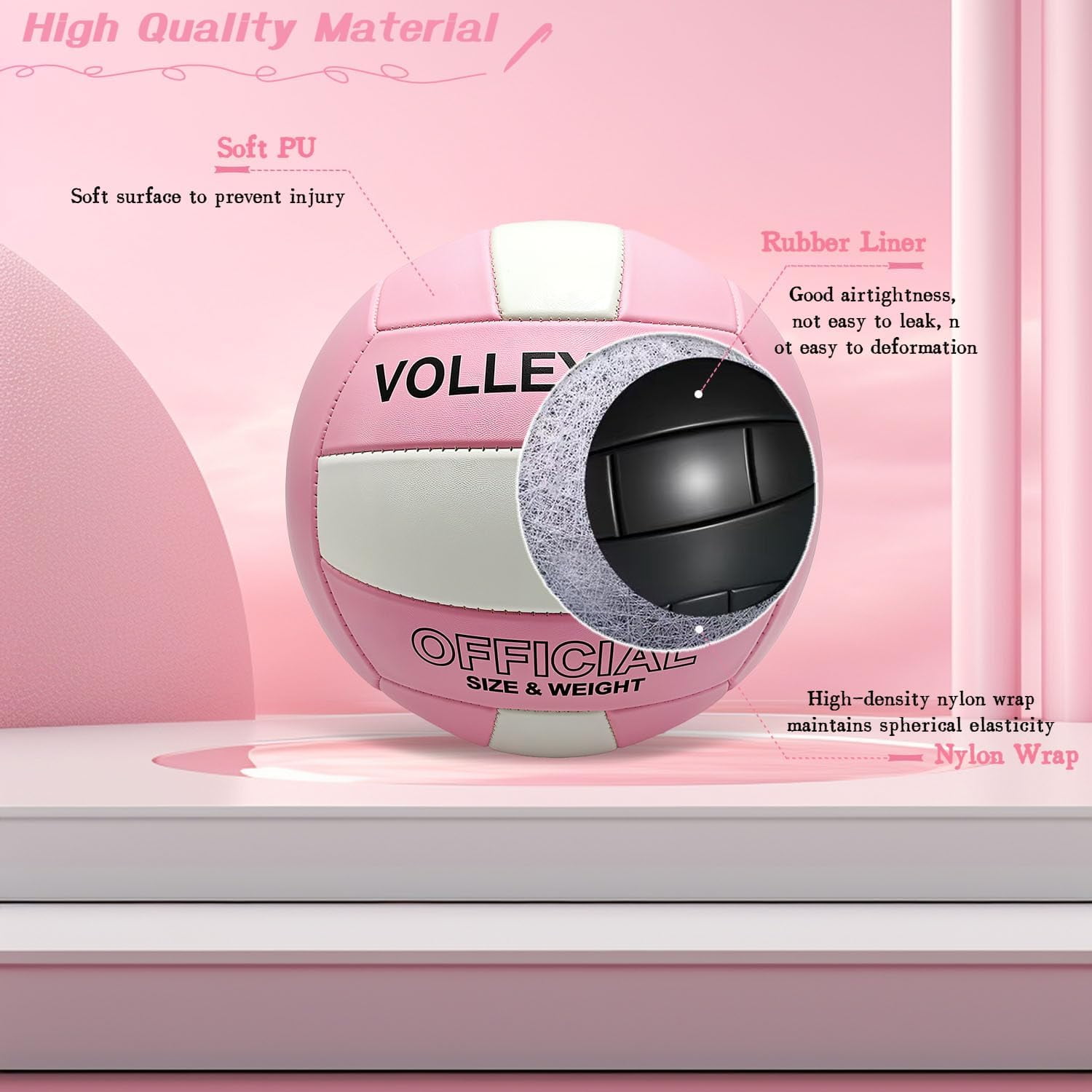 Volleyball for Indoor Outdoor, Thicker PU Soft Volleyball Kit with Ball Pump for Beach Game Gym Pool Training Play, Soft Touch