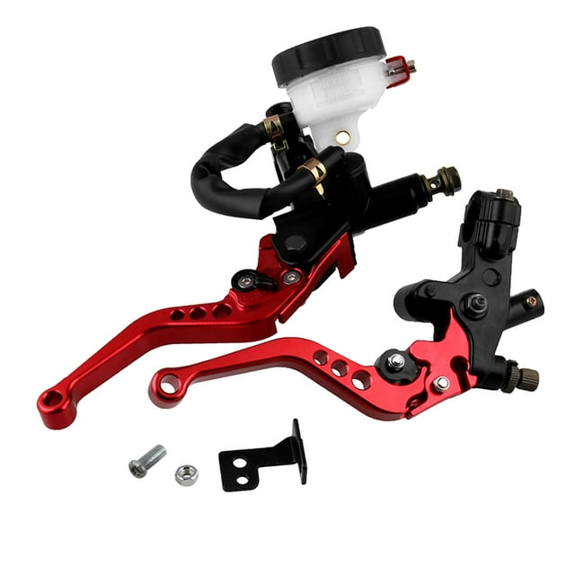 Pompe Supérieure de Frein CNC Modifiée Universelle 7 / 8 22mm Pompe Hydraulique Ensemble d'Embrayage à Cornes Réglable Accessoires Rouges Couleur Aléatoire