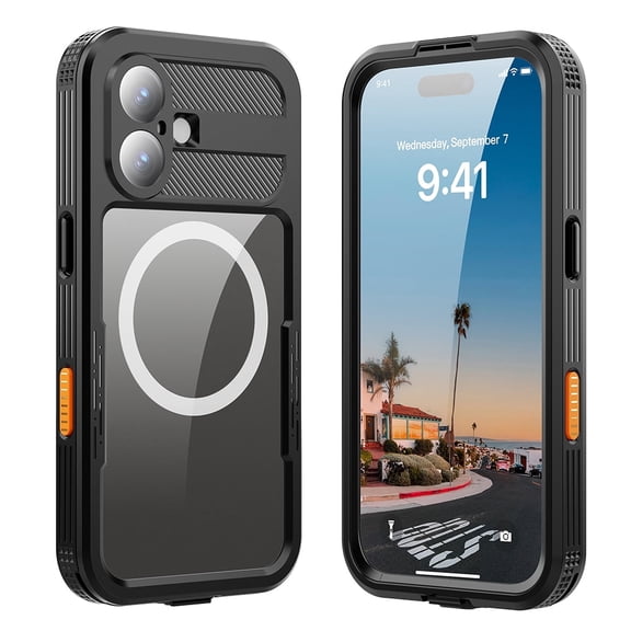 Ultra Thin Full Body Case for iPhone 17, Military Grade Protective Cover with Built-in Screen Protector, Waterproof Shockproof Dustproof, Magnetic Design, Black