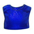 thumbnail image 4 of Girls Sequin Tank Tops Trendy Sparkle Shimmer Cropped Dance Tshirts Kids Summer Glitter Performance Shirts, 4 of 4