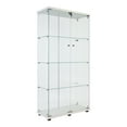 thumbnail image 6 of Holaki 64.56"H 4-Shelf 2 Doors Glass Display Cabinet with LED Light, Lockable Curio Cabinet Collection Multi Lighted Display Case, Floor-Standing Glass Bookshelf for Home Living Room Office (White), 6 of 9