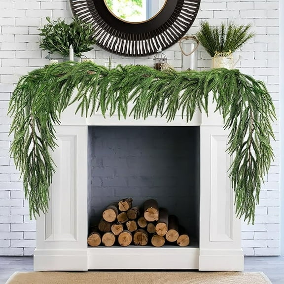 Artificial Pine Garlands for Mantle Real Touch Pine Greenery Garland Christmas Garlands for Table Wall Fireplace Indoor Outdoor Decoration
