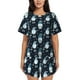 thumbnail image 1 of Fotbe Christmas Gnome blue Conjunto de Pijama Estampado para Mujer, 2 Piezas, Ropa de Dormir con Camiseta de Manga Corta y Shorts Suaves-Small, 1 of 6