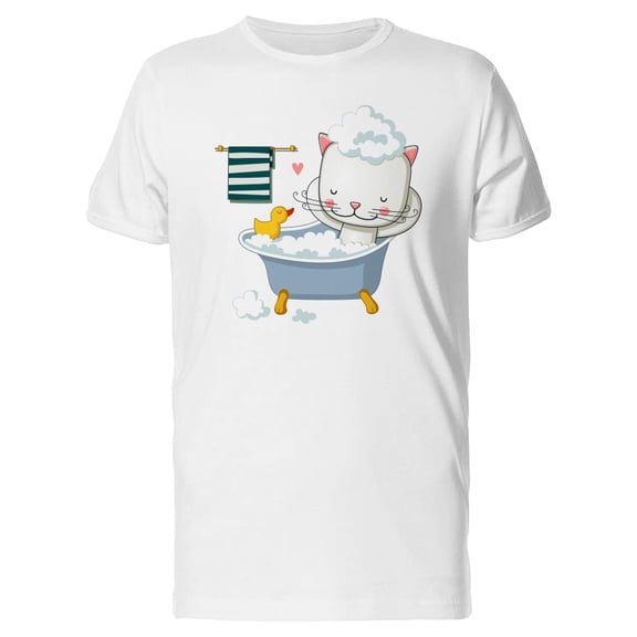 Cute Kitty Taking Bath Tee Men's -Image by Shutterstock