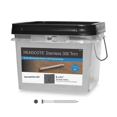 

Headcote Trim Screws - #8 x 2-1/2 - #55 Dark Slate- 305 Stainless Steel - 1750 Pc. Pro Pack - STX55Q08250