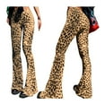 thumbnail image 2 of Flare Yoga Pants for Women - Soft High Waist Bootcut Leggings Tall & Long Leopard Flared Pants Khaki Leopard L, 2 of 9