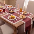 thumbnail image 6 of MeyJey Table Runner and Placemats Set of 4, Washable Fabric Rectangle Dining Table Mats with Tassels for Dining Tables, Kitchen, Red, 6 of 10