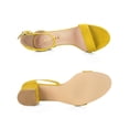 thumbnail image 4 of BLISSFUL STEP Women's Shoes Open Toe Mid Block Heel Ankle Strap Faux Suede Sandals Yellow 10.5, 4 of 7