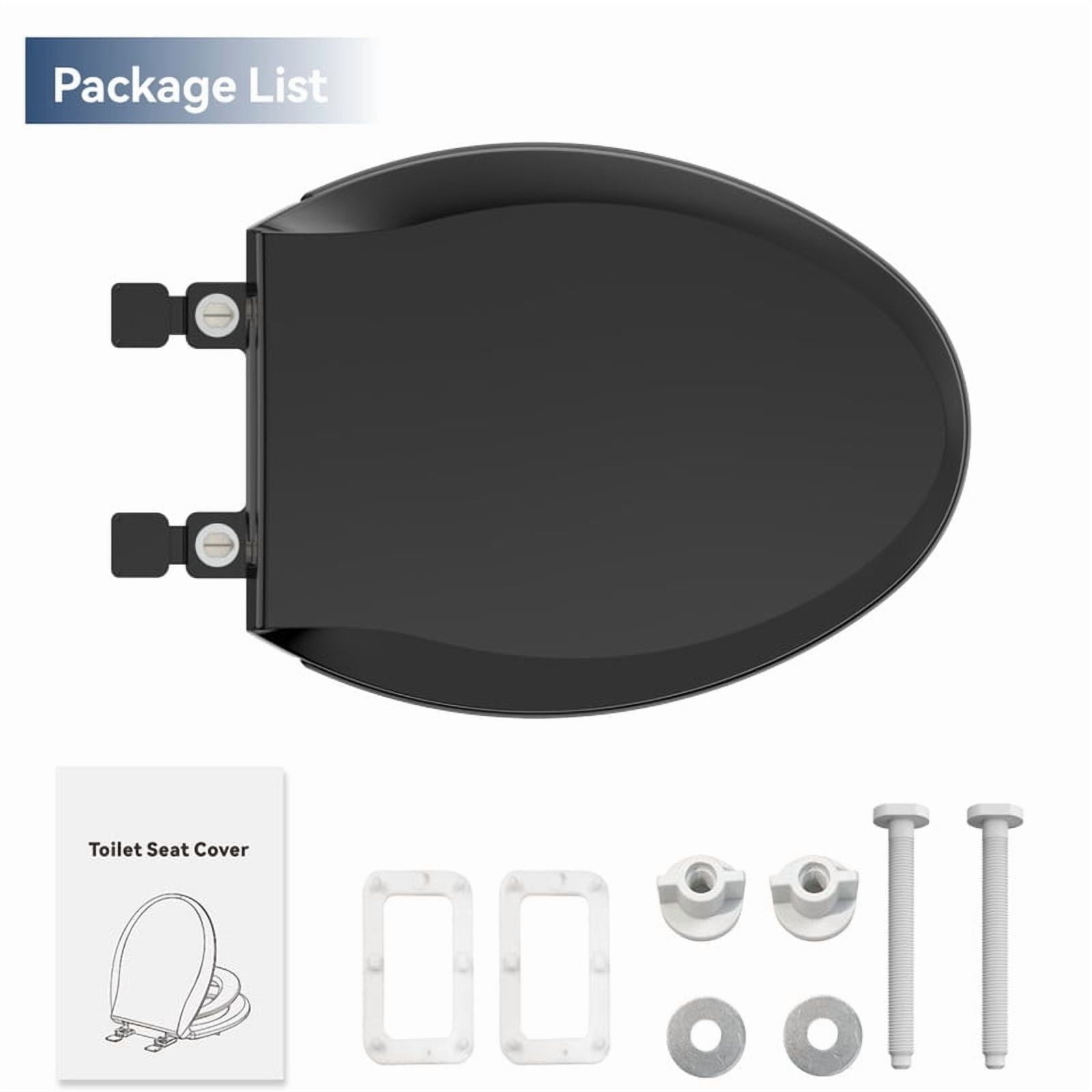 Auktopt Elongated Toilet Seat with Built in Toddler Potty Training Toilet Seat, Soft Close, Easy to Install, Black