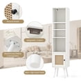 thumbnail image 6 of LEHOME Slim Tall Rattan Storage Cabinet, Boho Accent Bookshelf with Rattan Door, 12-Position Adjustable Shelf & Solid Wood Legs, Modern Display Rack Cupboard for Living Room, Study, Kitchen (White), 6 of 9