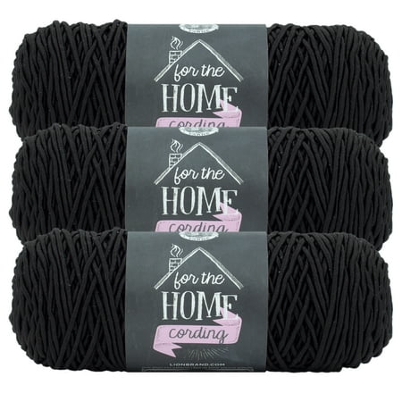 UPC: 0842093138907 | Lion Brand Yarn For the Home Cording Black Medium Recycled Cotton  Polyester Black Yarn 3 Pack